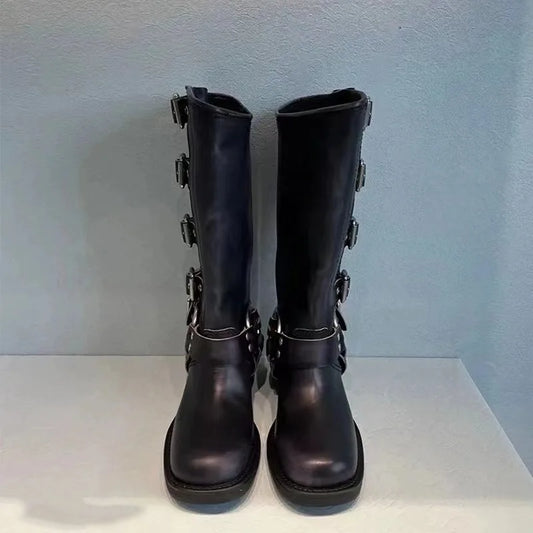 Damen Westernstiefel Hohe Rohrstiefel Freizeitschuhe - Norvielle