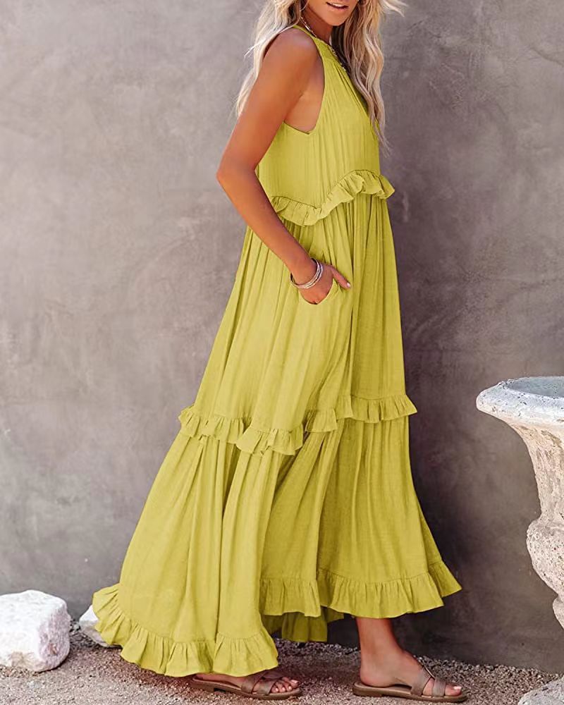 Damen Sommerkleid Geschnürt Modern Pastellfarben