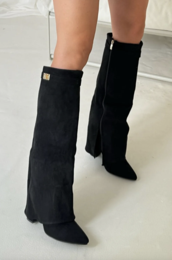 Damen Kniehohe Stiefel Spitz Zeh Gerader Schaft