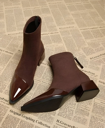 Damen Winterstiefel Mit Blockabsatz Schwarz - Norvielle