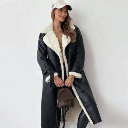 Damen Winterjacke Fleecegefüttert Teddykragen Lang - Norvielle