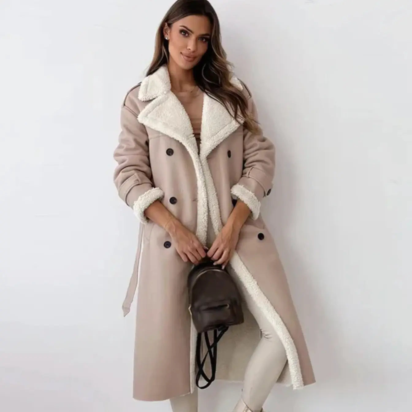 Luna | Lange klassische Jacke mit Fleece Fütterung und Teddykragen Zendoo.de