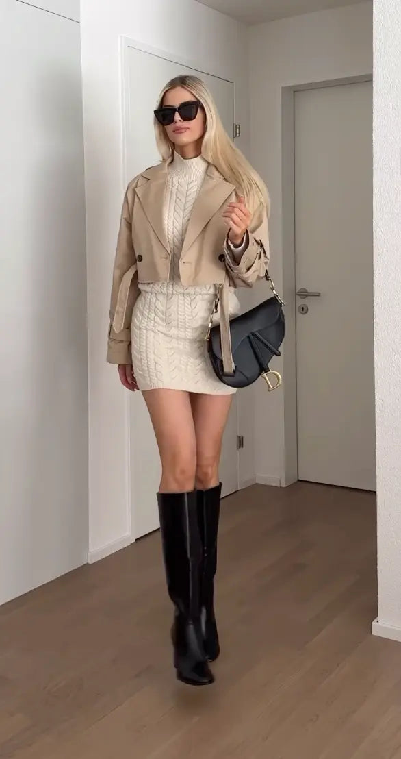 Damen Trenchcoat Kurz Klassisch - Norvielle