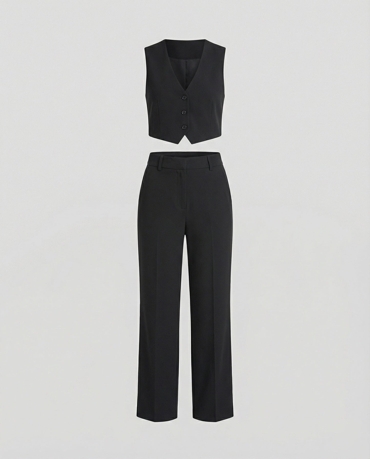 Damen High-Waist-Stoffhose Weites Bein