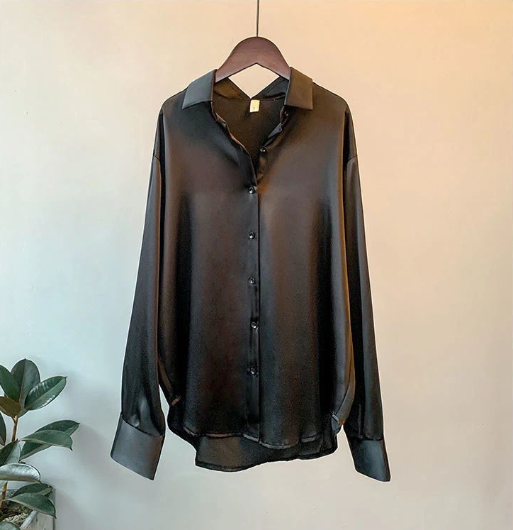 Damen Seidenbluse Elegante Knöpfe