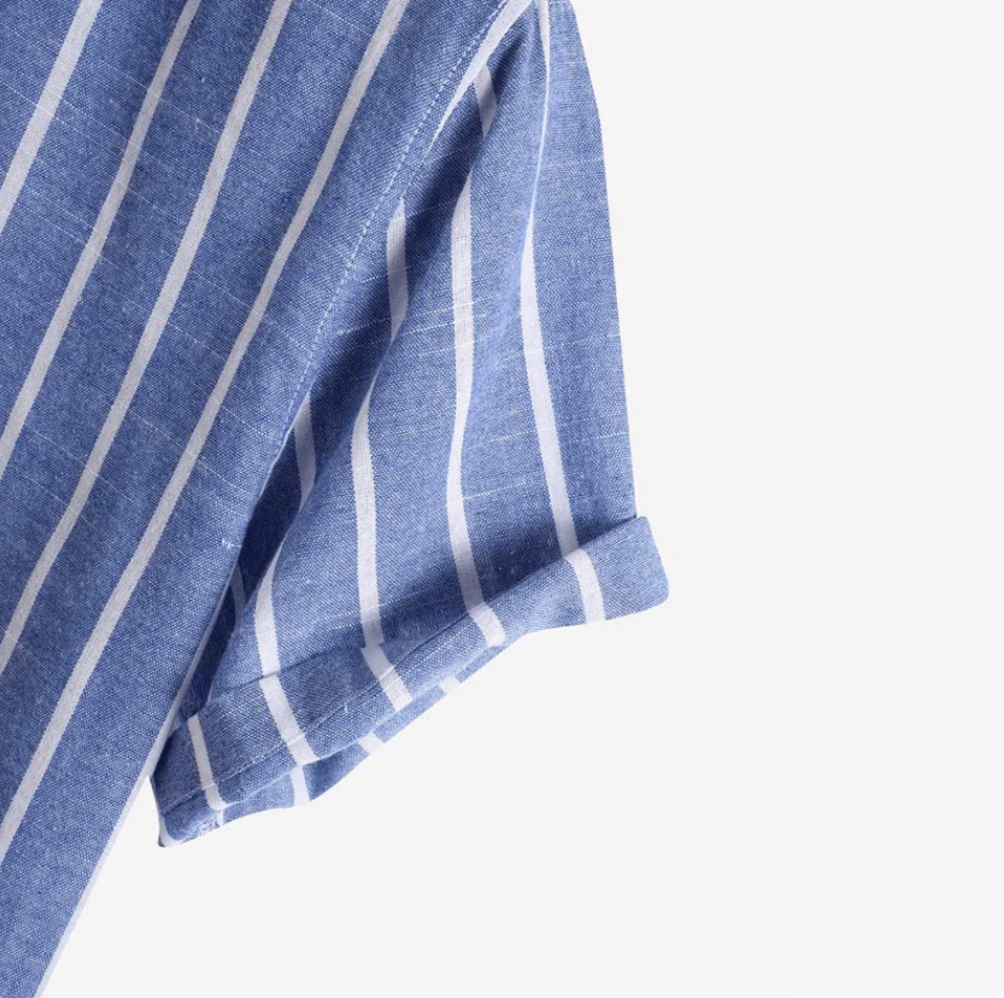 Herren Leinenhemd Blau Gestreift Sommerhemd