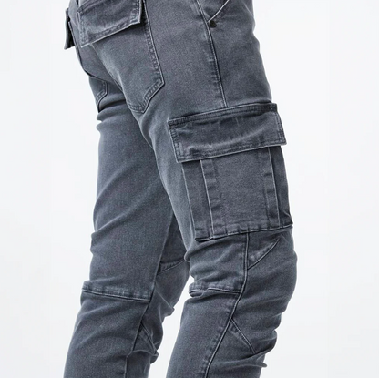 Herren Skinny Jeans Stretch Cargo Modern