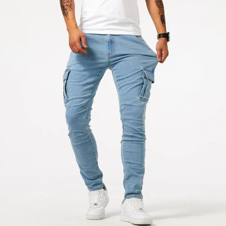 Herren Skinny Jeans Stretch Cargo Modern