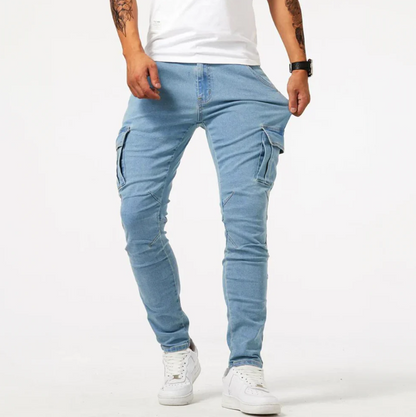 Herren Skinny Jeans Stretch Cargo Modern