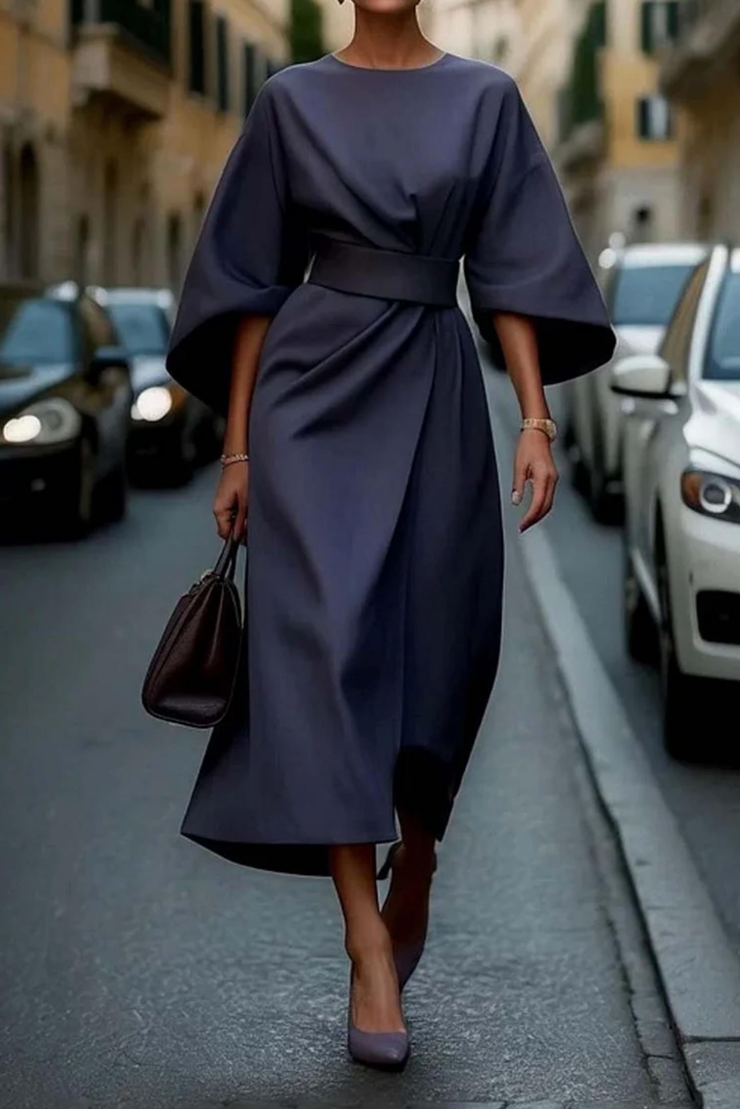 Damen Winterkleid Midi Langärmelig Warm