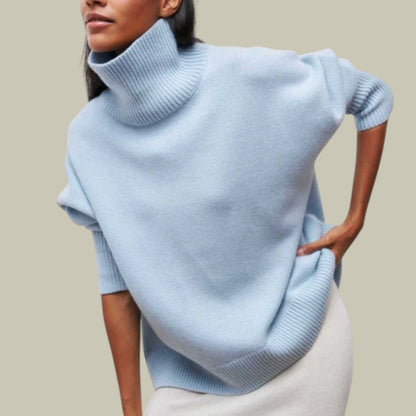 Damen Rollkragenpullover Bequem Locker Geschnitten