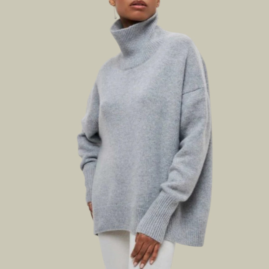 Damen Rollkragenpullover Bequem Locker Geschnitten