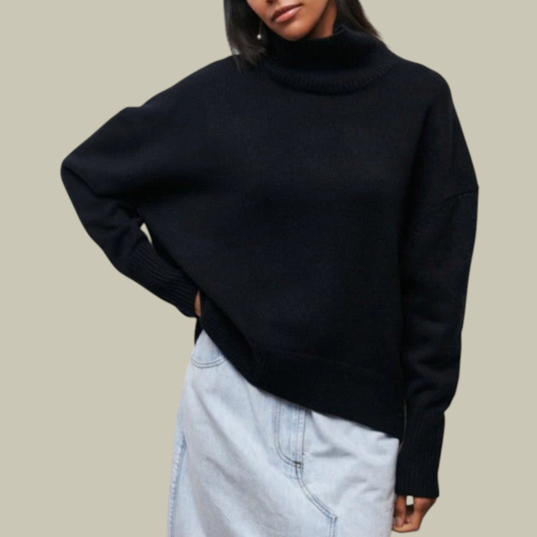 Damen Rollkragenpullover Bequem Locker Geschnitten