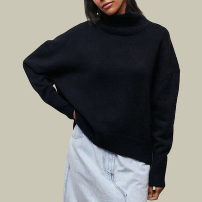 Damen Rollkragenpullover Bequem Locker Geschnitten