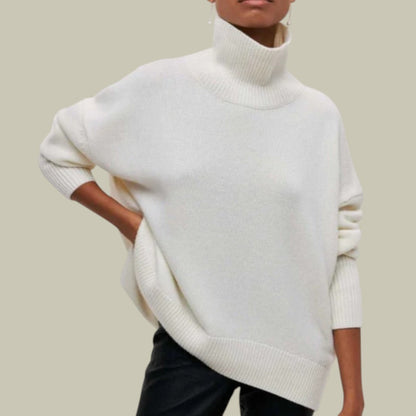 Damen Rollkragenpullover Bequem Locker Geschnitten