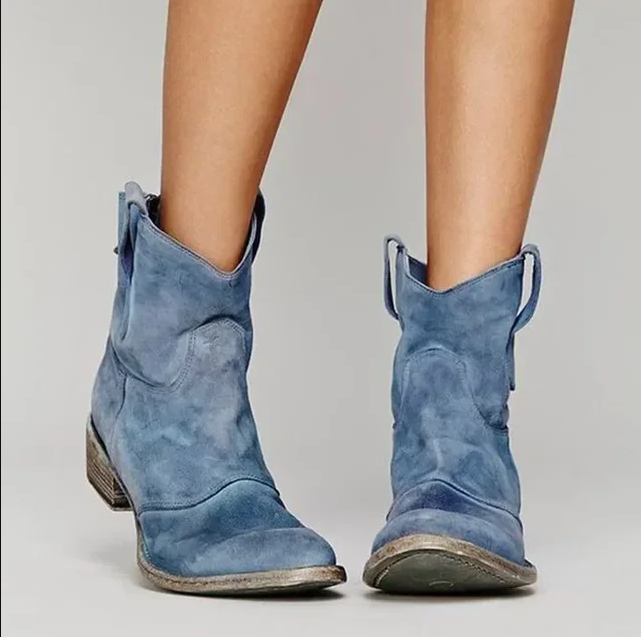 Damen Cowboy-Stiefeletten Hochglanzleder