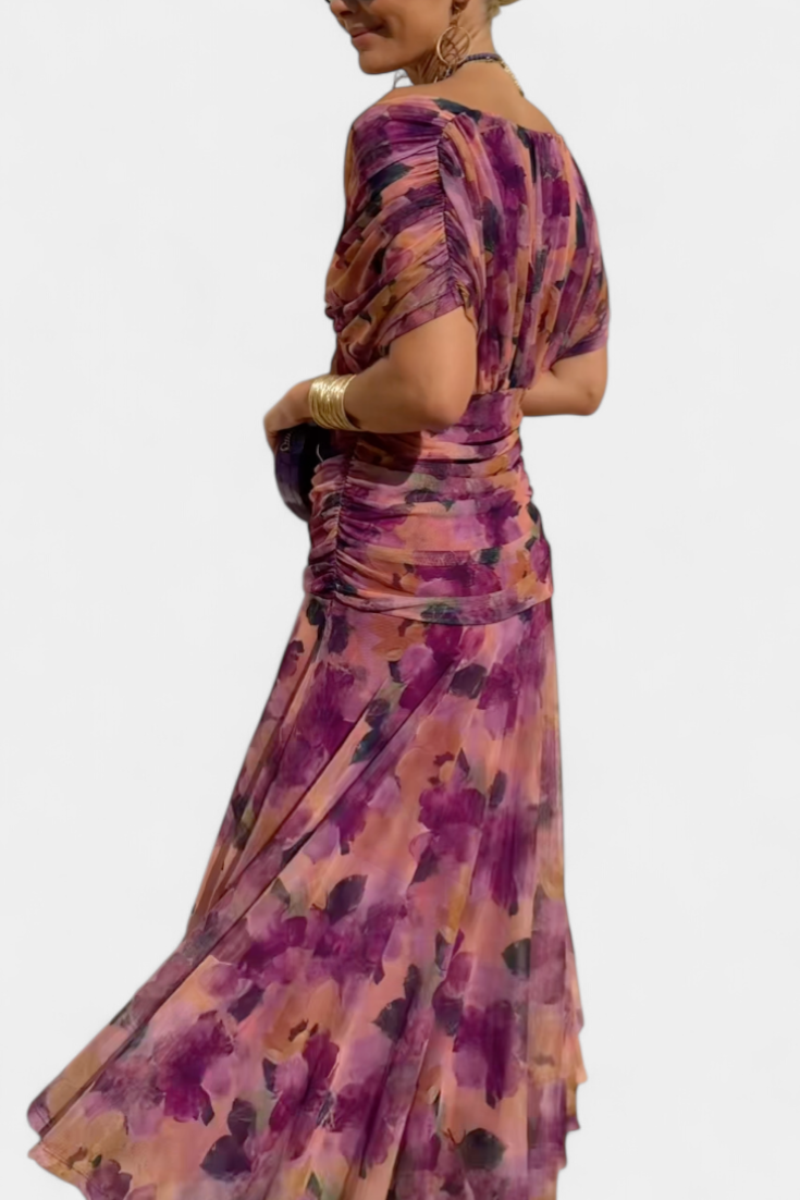 Damen Abendkleid Off-Shoulder Elegantes Seidenkleid