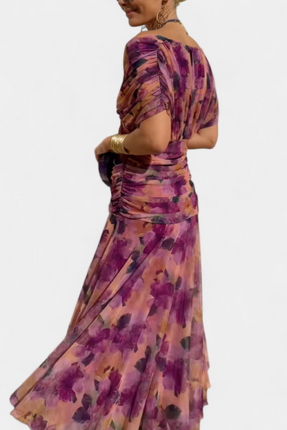 Damen Abendkleid Off-Shoulder Elegantes Seidenkleid