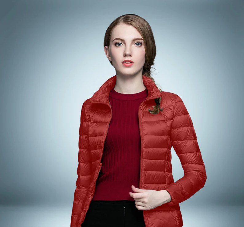 Daunenjacke Damen Warme Winterjacke Schwarz - Norvielle