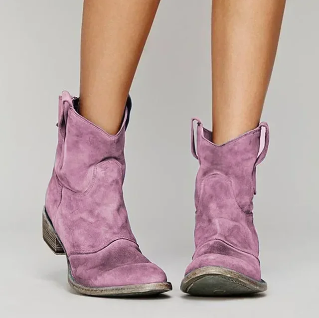 Damen Cowboy-Stiefeletten Hochglanzleder