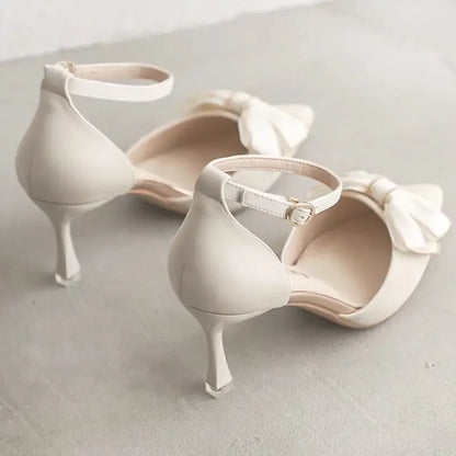 Damen Stilettos Spitz Schuhe mit hohem Absatz und Fliege