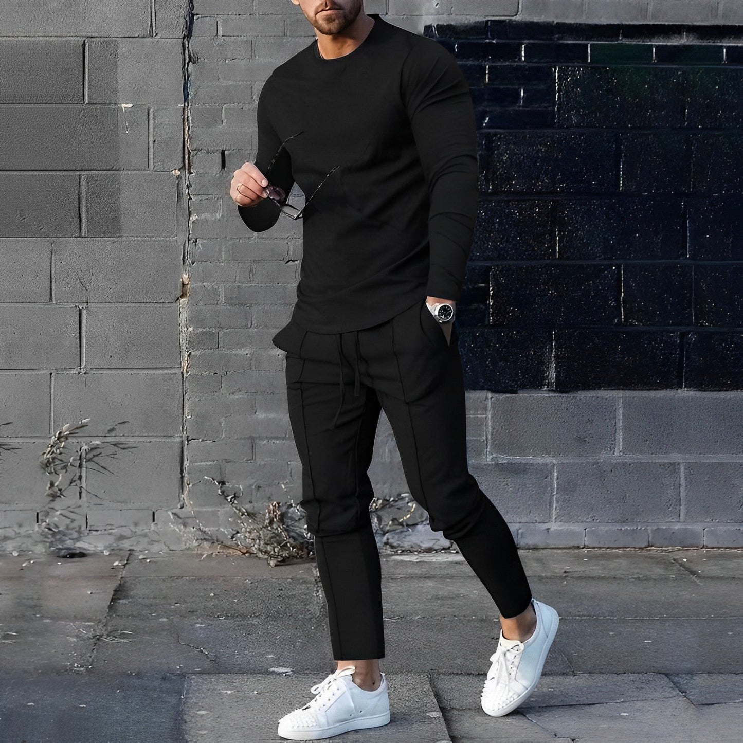 Herren Joggerhose Sportlich Elegant Bequem Schwarz - Norvielle