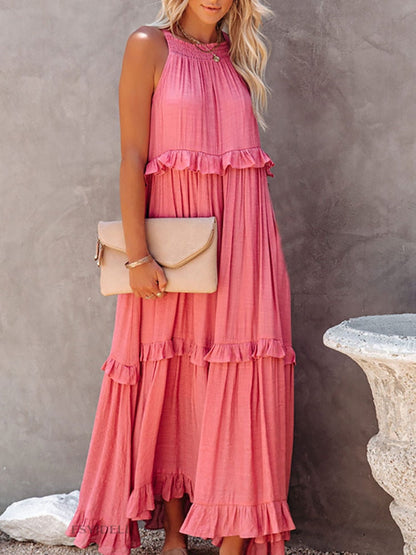 Damen Sommerkleid Geschnürt Modern Pastellfarben