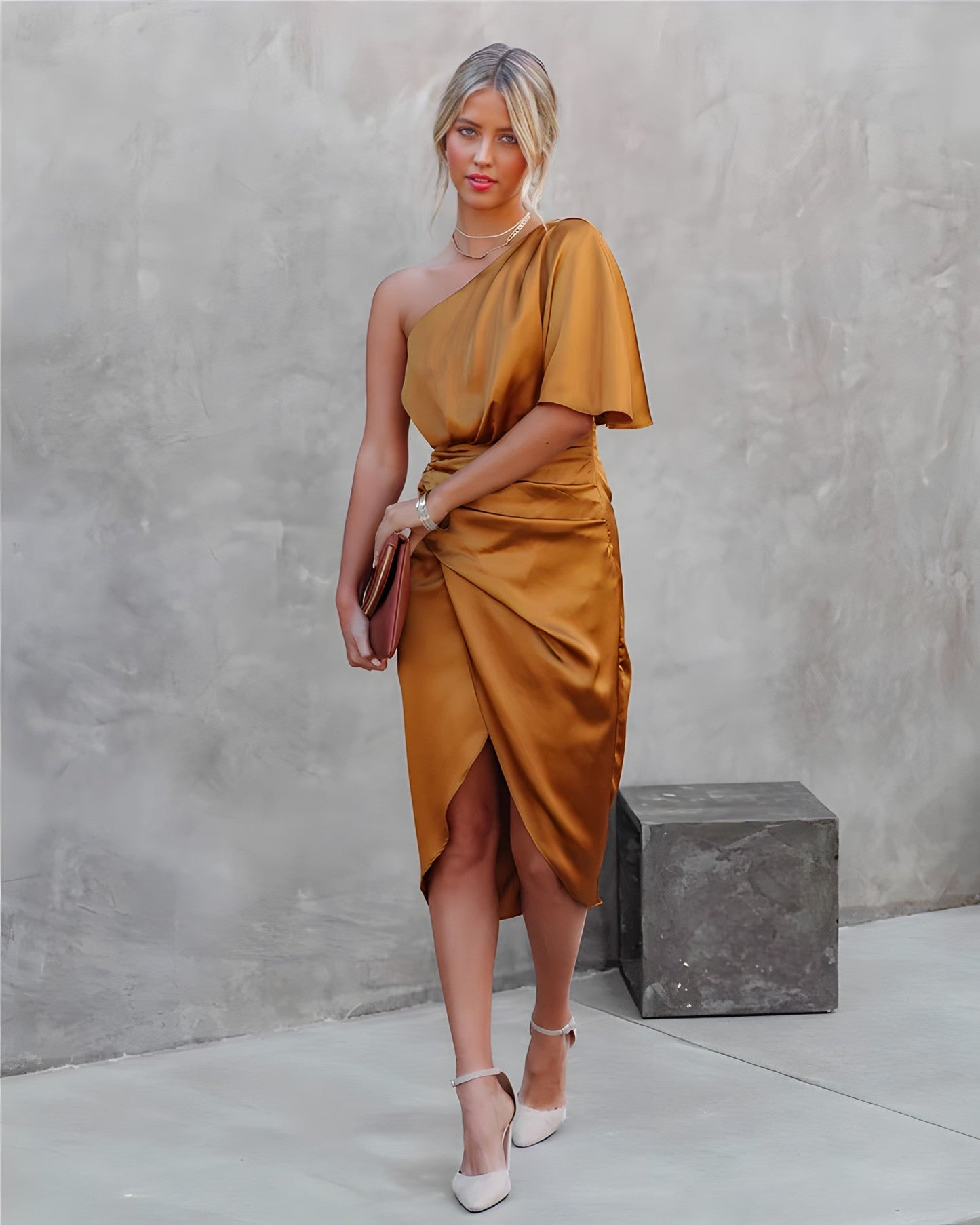 Damen Midikleid Asymmetrisch Elegant
