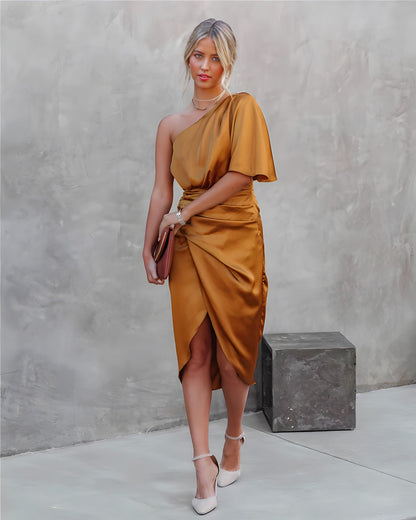 Damen Midikleid Asymmetrisch Elegant