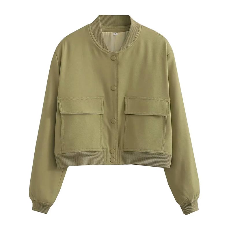 Damen Streetwear Kurzjacke Knopfleiste Modern