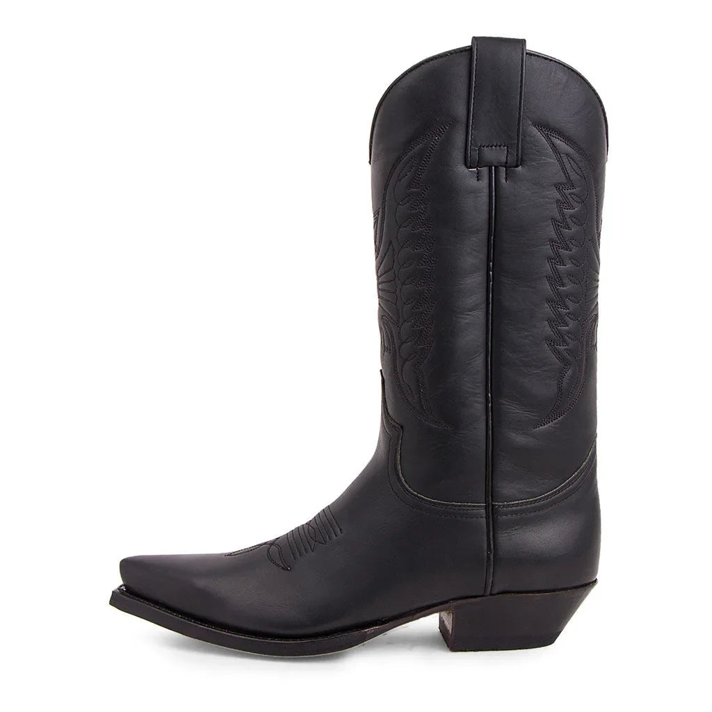 Damen Cowboystiefel Bestickt Leder Braun