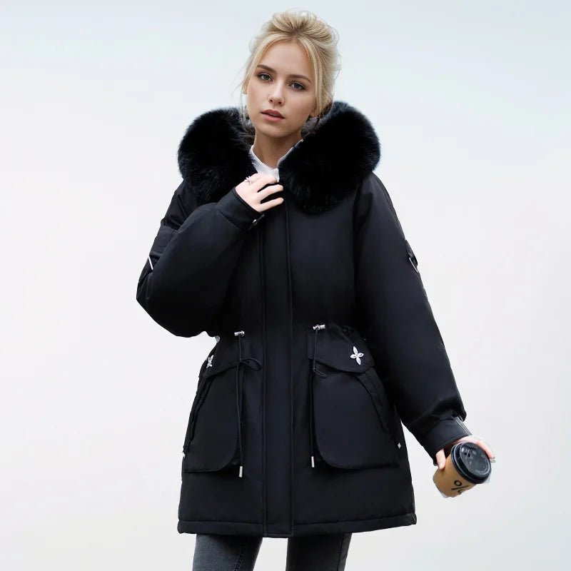 Damen Kunstfelljacke Schwarz Stilvoll - Norvielle