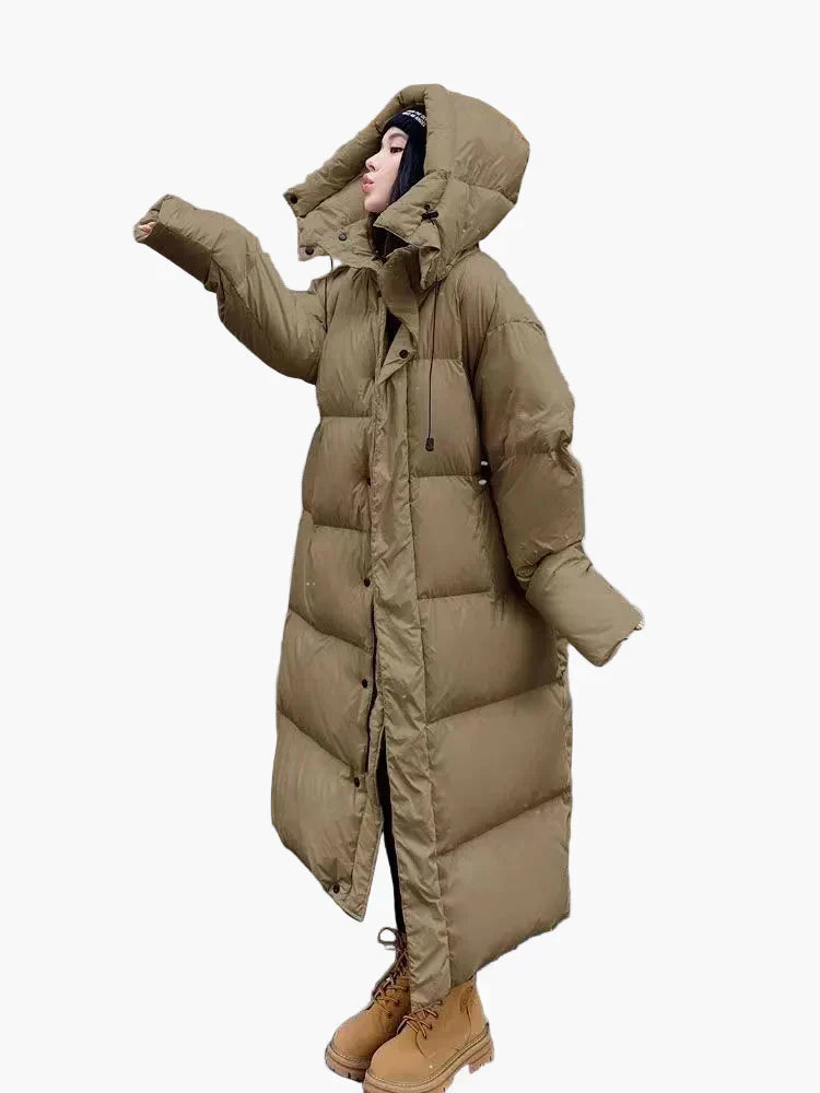 Damen Wintermantel Lang Oversized Kapuze