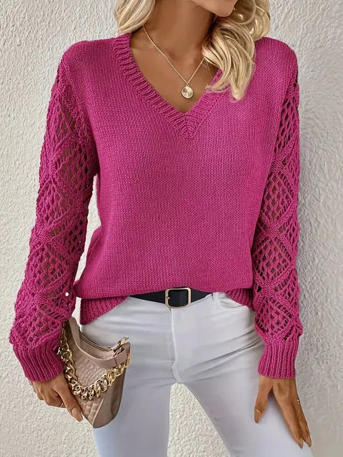 Damen Strickpullover V-Ausschnitt Modern