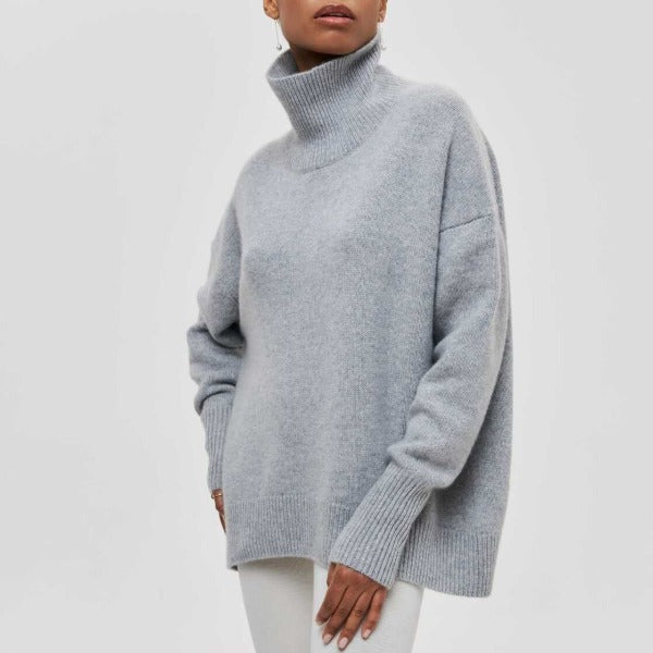 Oversized Damen Rollkragenpullover Weiches Strickmaterial