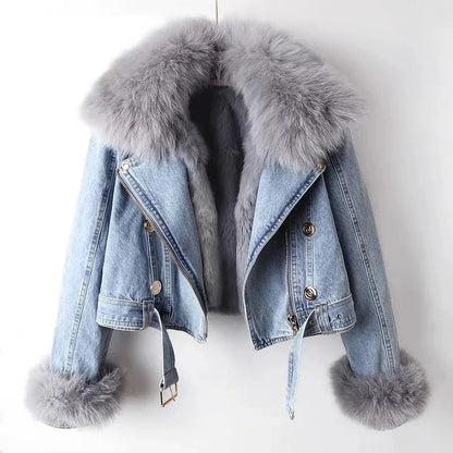 Damen Denimjacke Trendy Modern Blau