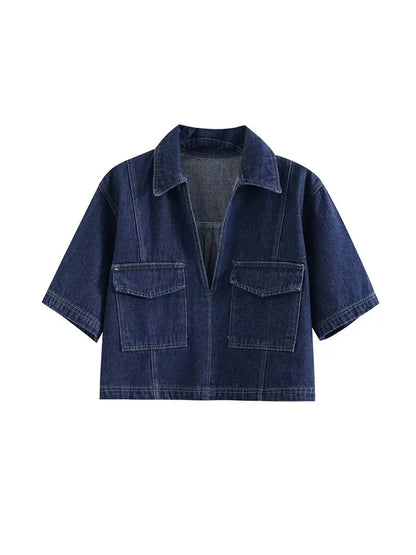 Damen Jeans Set Kurzarmjacke Mini-Rock