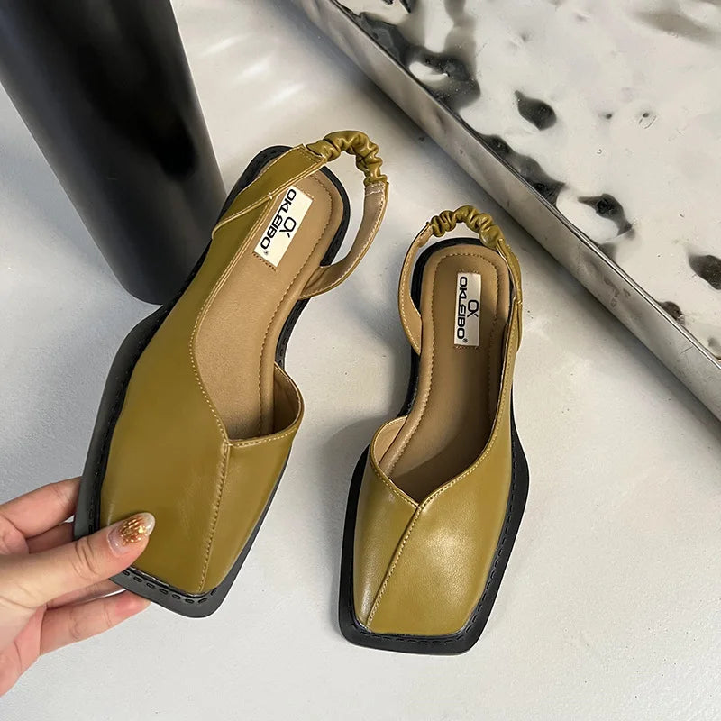 Damen Slingback Pumps Flach Minimalistisch