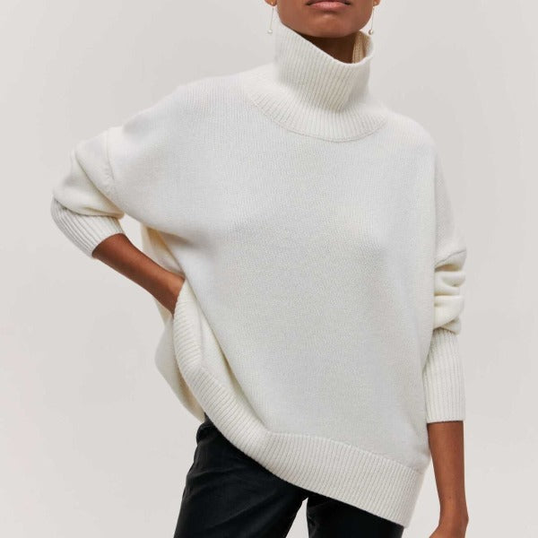 Oversized Damen Rollkragenpullover Weiches Strickmaterial