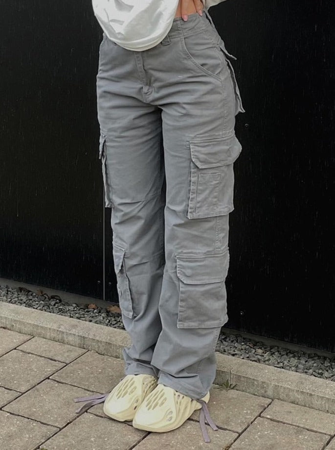 Damen Cargo-Hose Weite Beinlocke Mit Taschen - Norvielle