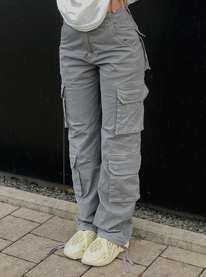 Damen Cargo-Hose Weite Beinlocke Mit Taschen - Norvielle