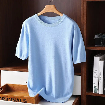 Herren Kaschmir T-Shirt Rundhals Weich