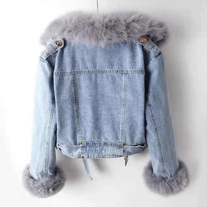 Damen Denimjacke Trendy Modern Blau - Norvielle