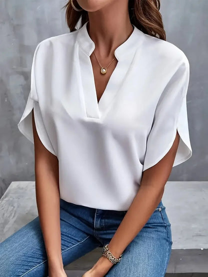 Elegante Damenbluse V-Ausschnitt Fließend - Norvielle