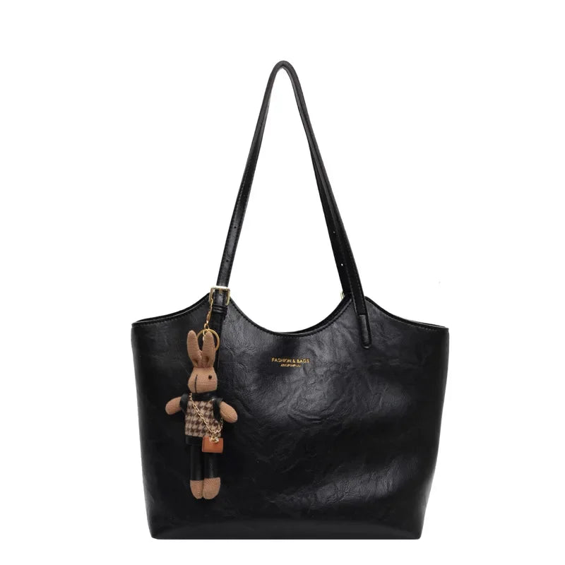 Schwarze Schultertasche mit Vintage-Struktur