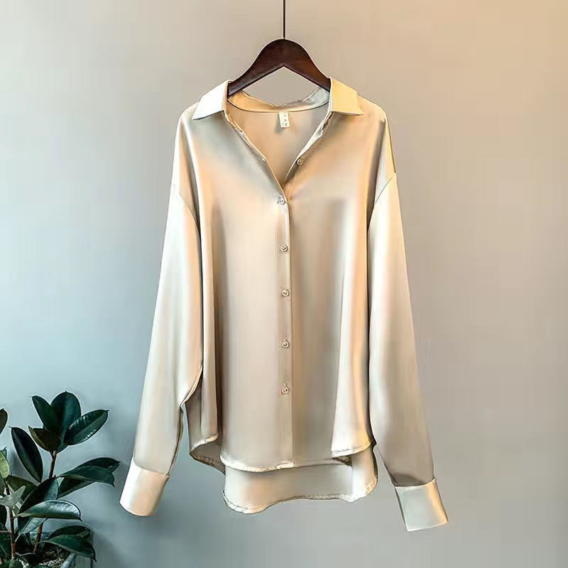Damen Seidenbluse Elegante Knöpfe