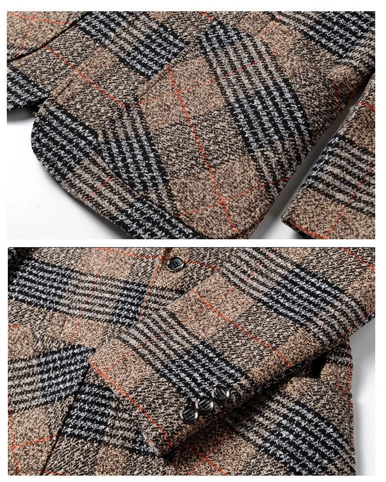 Herren Blazer Slim Fit Tweed Elegant dunkelgrau