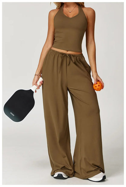 Damen Lounge-Set Halter- Bequem Crop-Oberteil