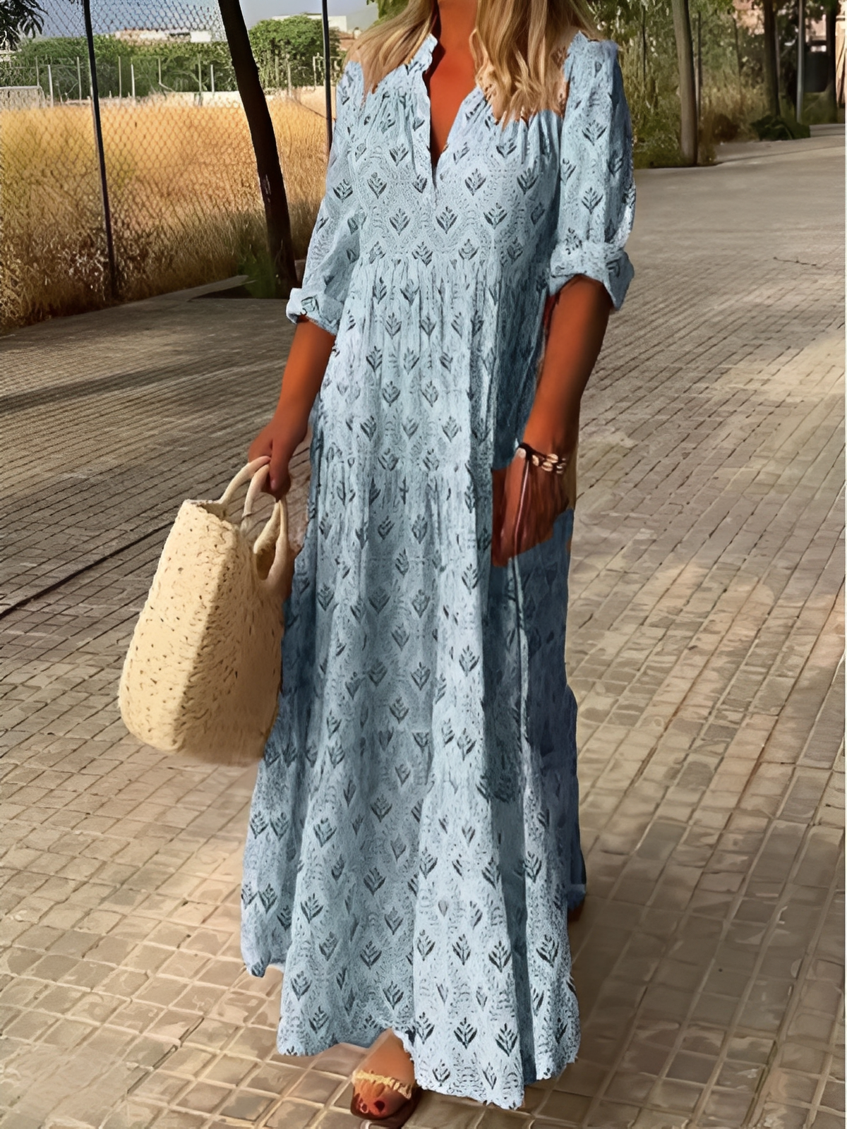 Damen Maxikleid Leichtes Sommerkleid Modern
