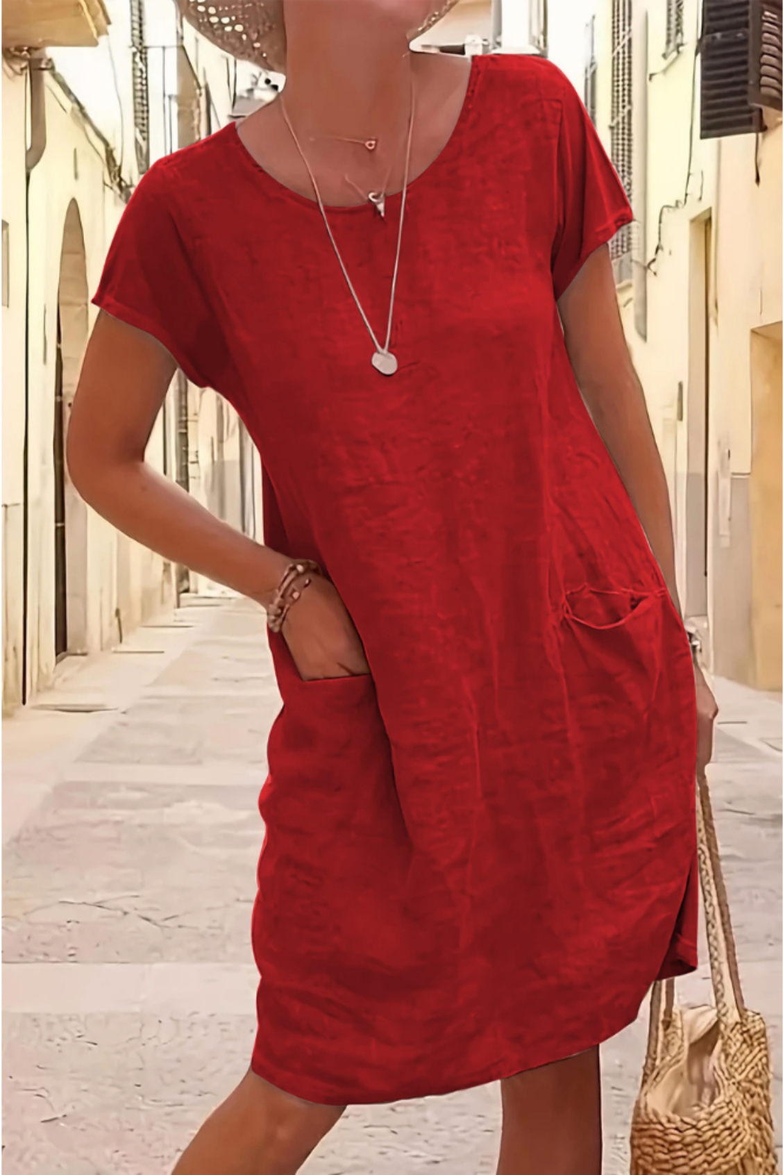 Damen Sommerkleid Leichtes Lockeres Kurzarmkleid - Norvielle